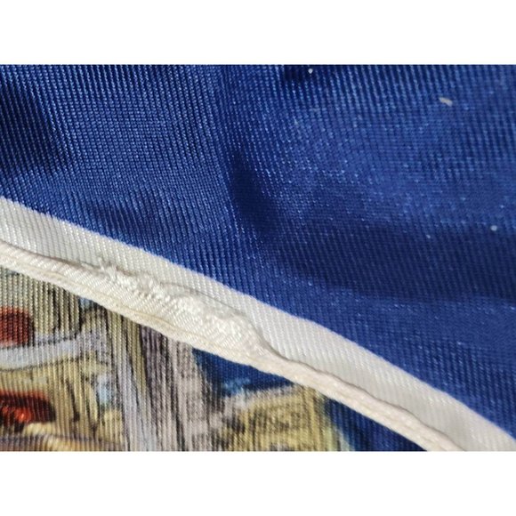 Vintage Navy Blue Vienna Austria Scenery Scarf with Stitched Hem*Burgtheatre - Picture 2 of 8